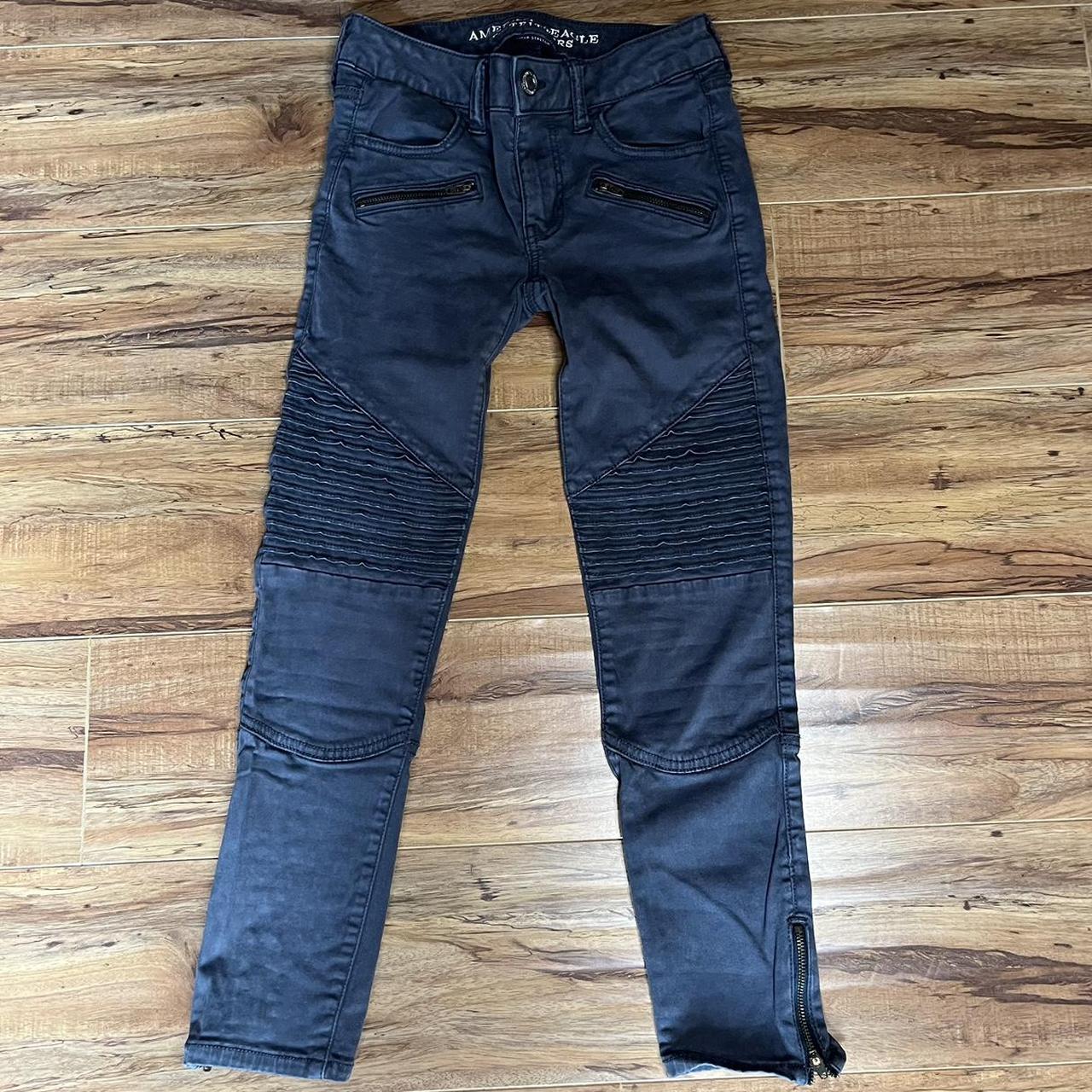 american eagle grey moto jeans 🩶 •size 00 •in - Depop