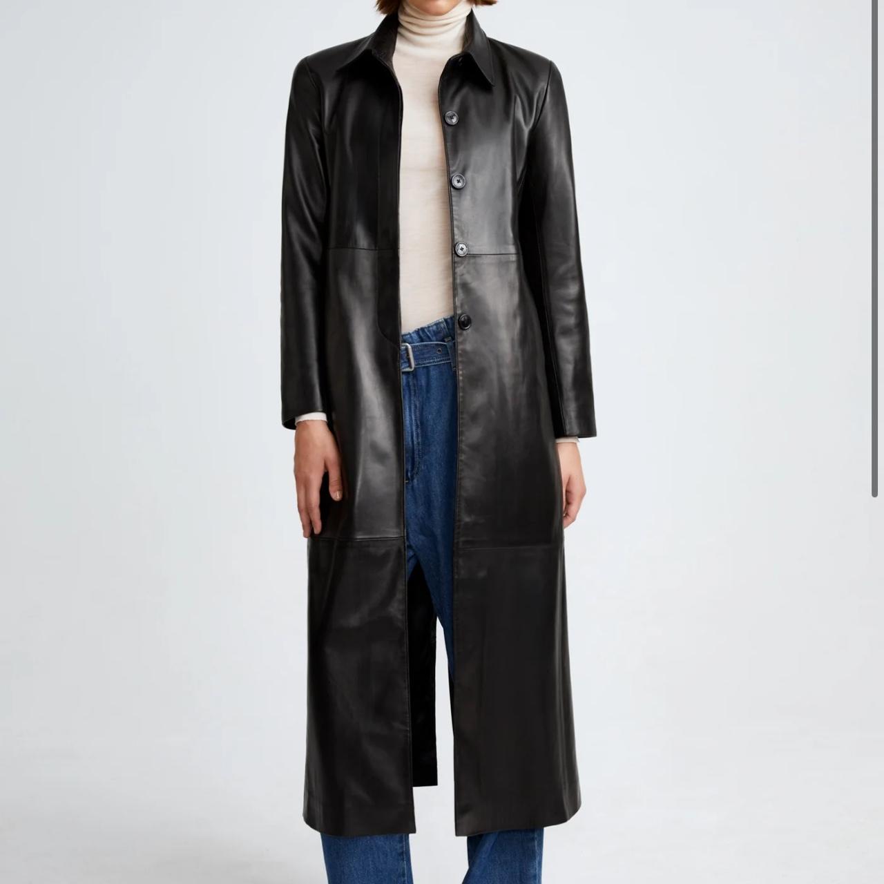 【関税込み】Nour Hammour ブラック Gotham レザーコート Nour Hammour Gotham black leather coat, size 40 | Depop