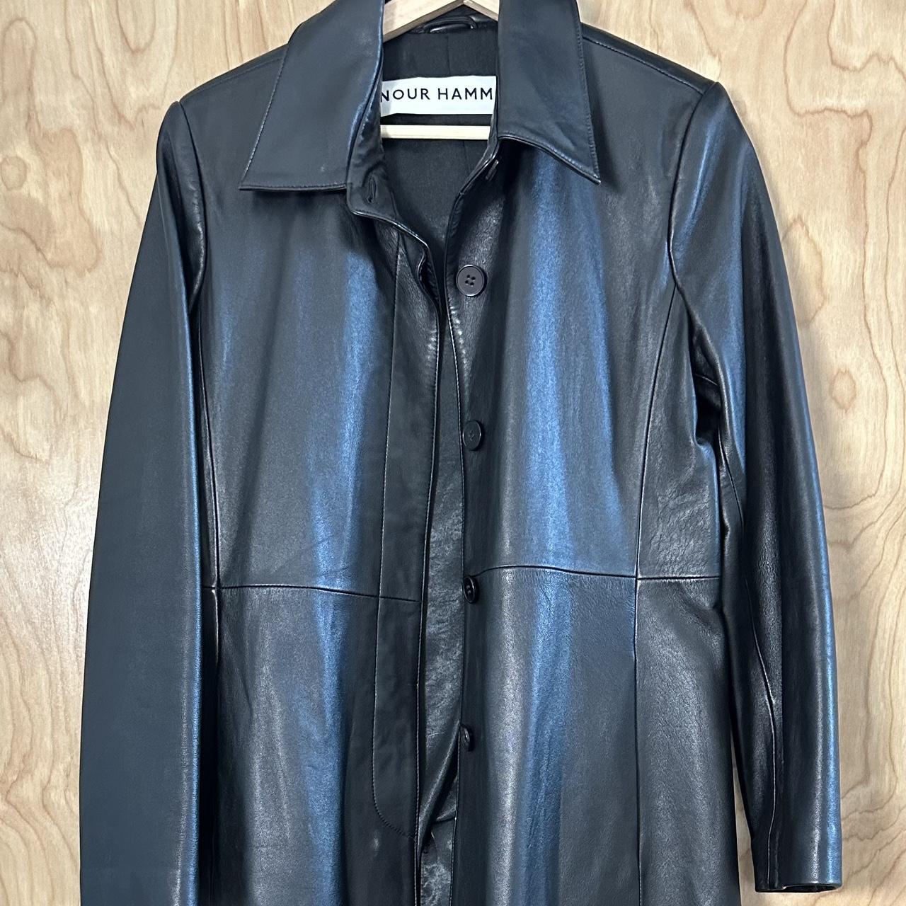 Nour Hammour Gotham black leather coat, size 40 | Depop