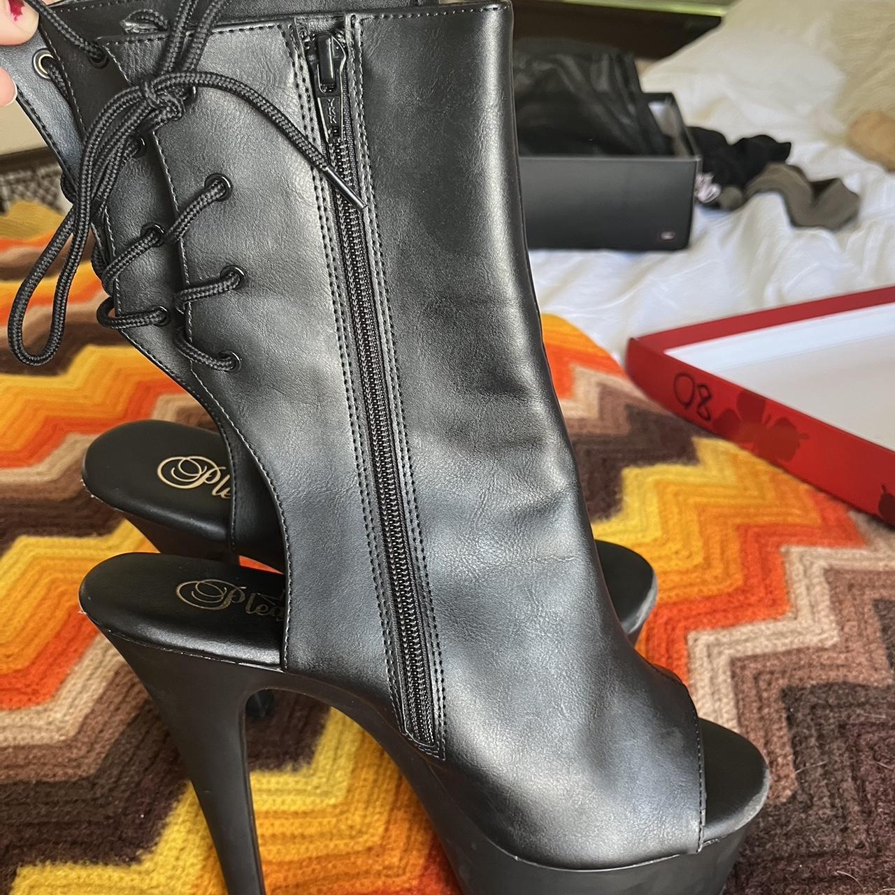 practically new Pleaser heels !! lace up, faux... - Depop