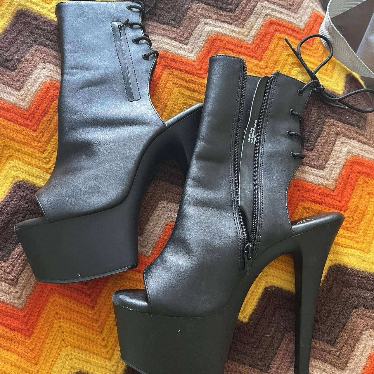 practically new Pleaser heels !! lace up, faux... - Depop