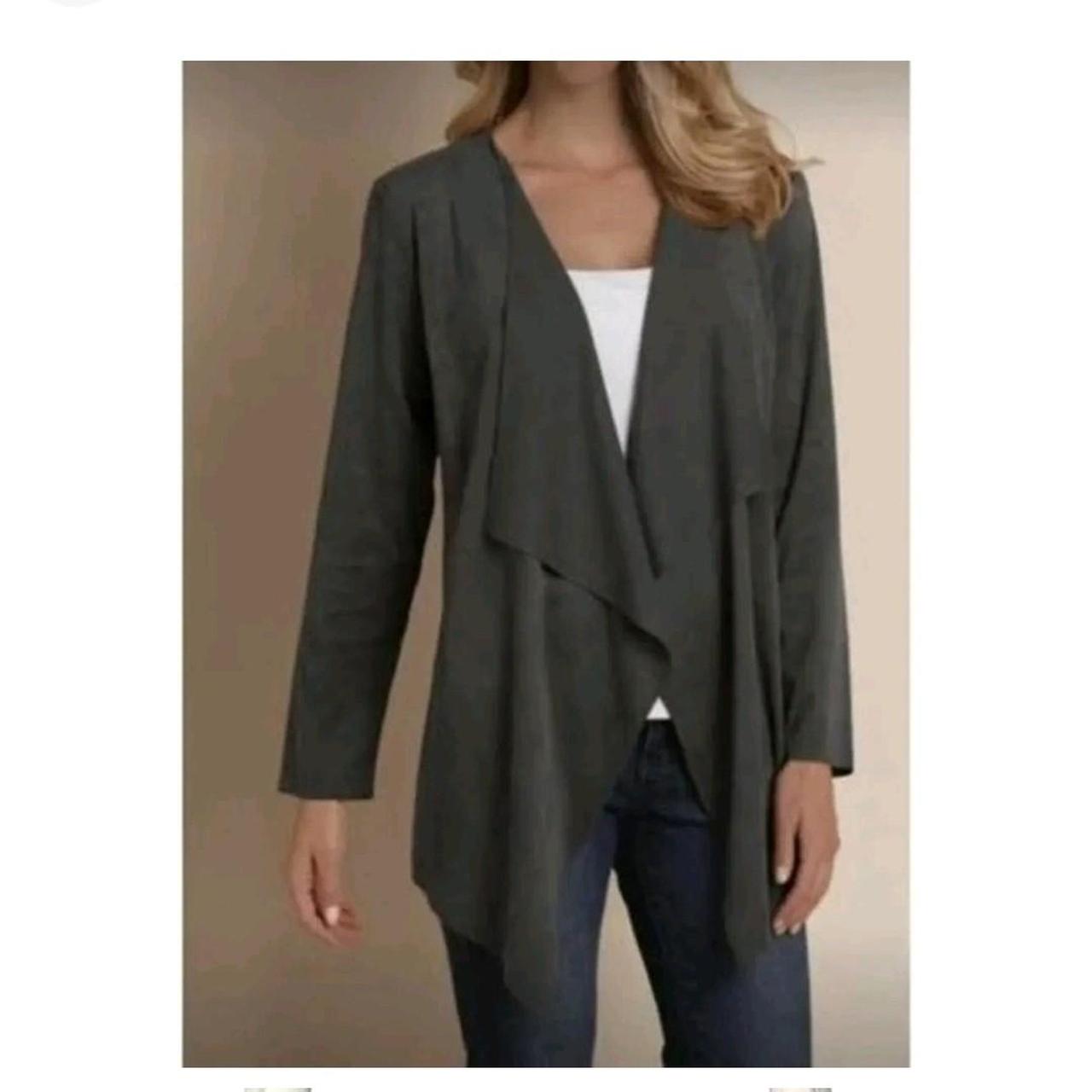 Soft Surroundings Suede Open Waterfall Cardigan Size Small