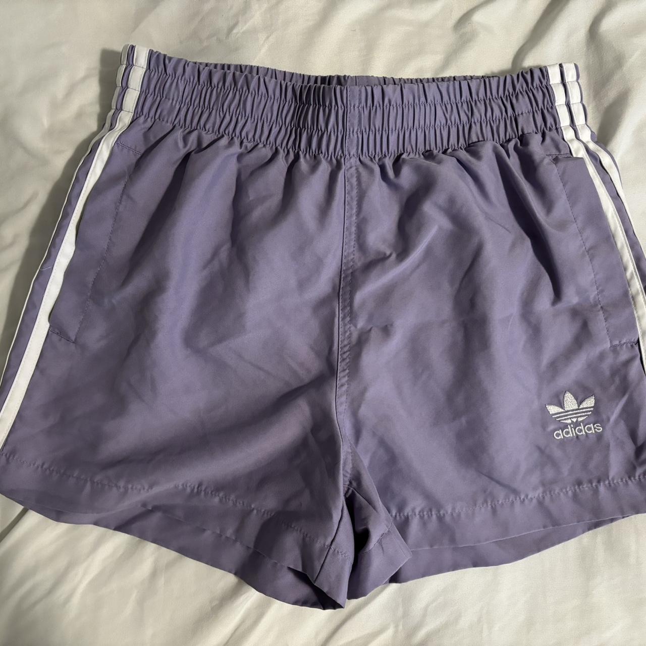 small lilac adidas swim shorts. 27-28 inch waist 3-4... - Depop