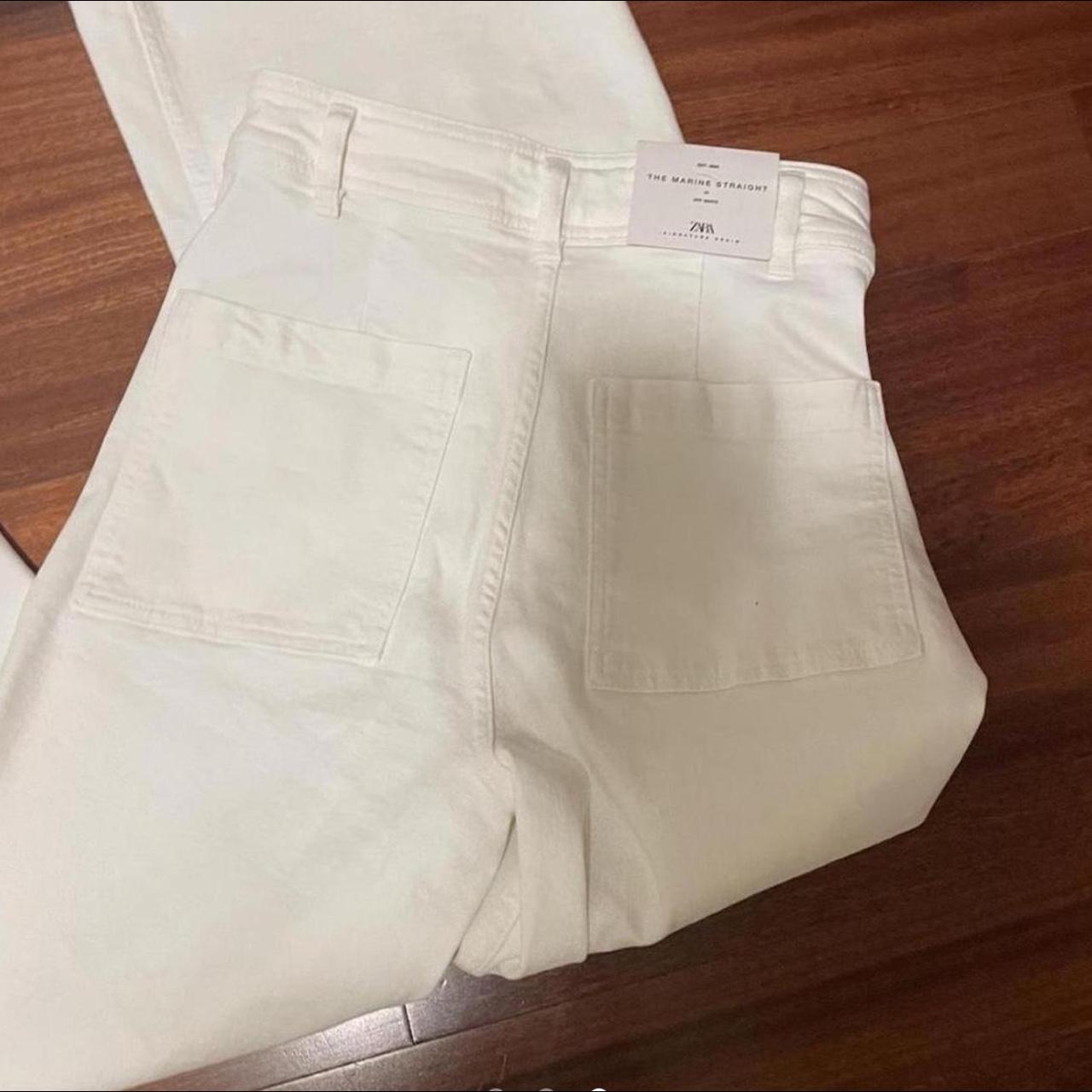 White zara marine straight jeans size 4. Never worn... - Depop