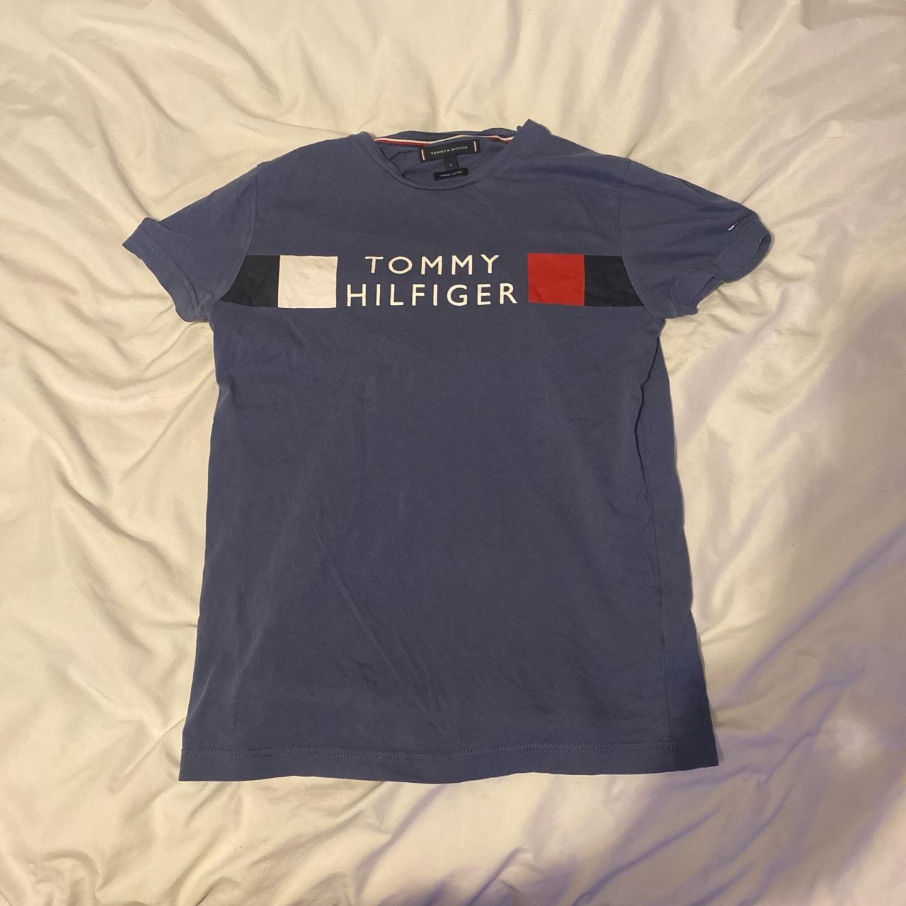 Navy Blue Tommy Hilfiger tee with Tommy chest logo - Depop