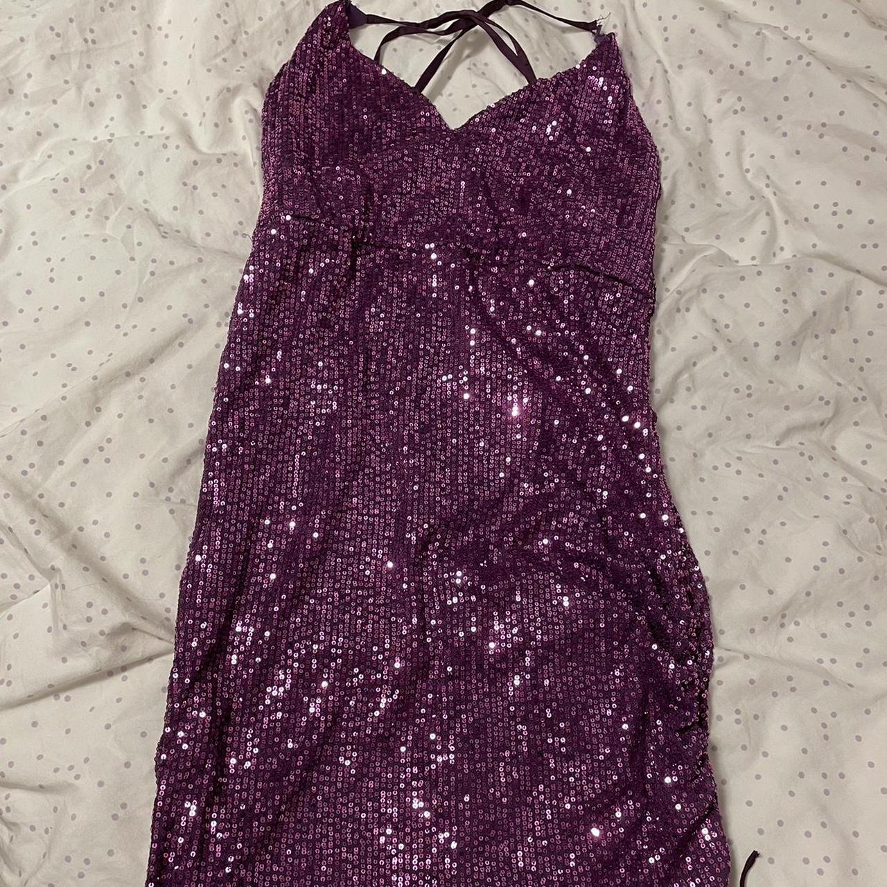 Purple sparkly dress #homecoming #prom Fits me... - Depop