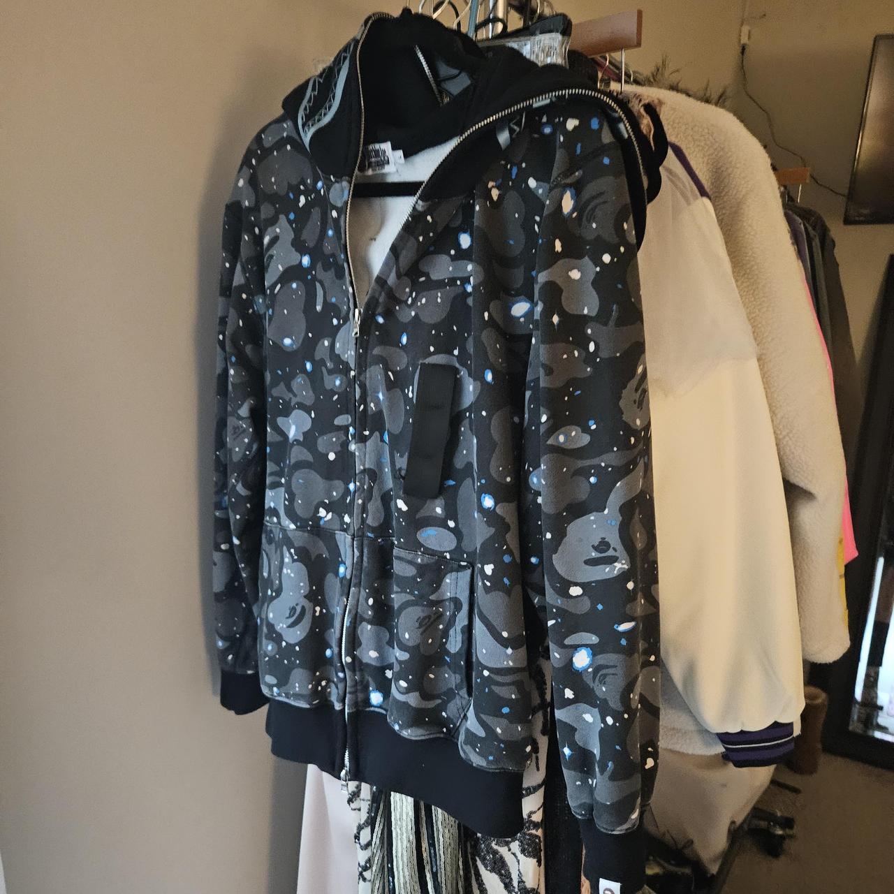 Black and grey bape hoodie large Depop