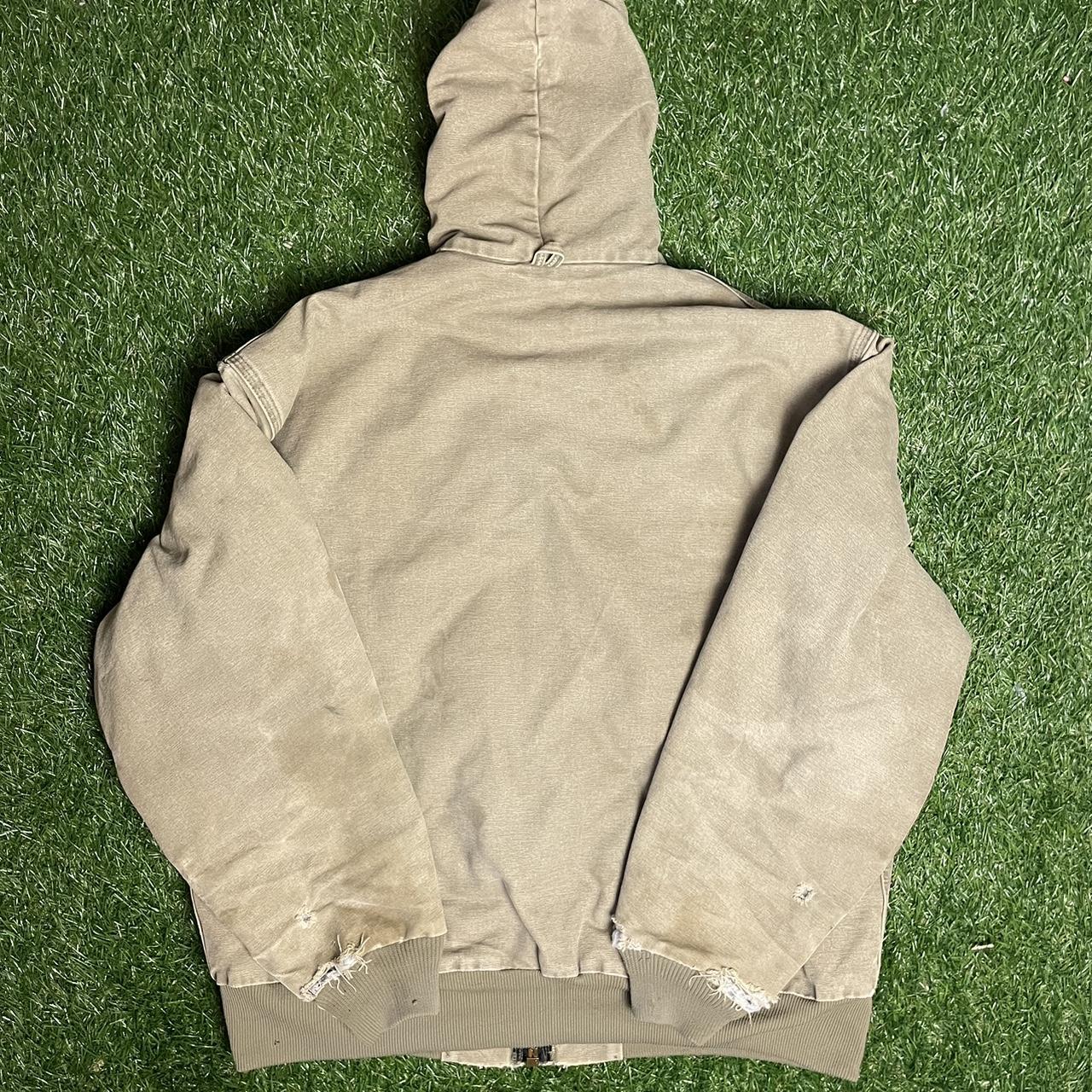 90S TAN CARHARTT MEN’S WORKER HOODED JACKET Size... Depop