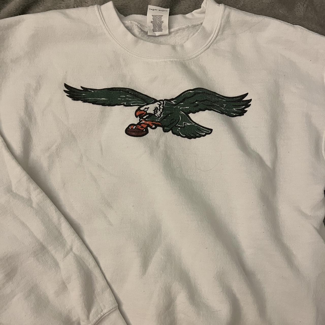 Philadelphia eagles white crewneck sweatshirt Size - Depop