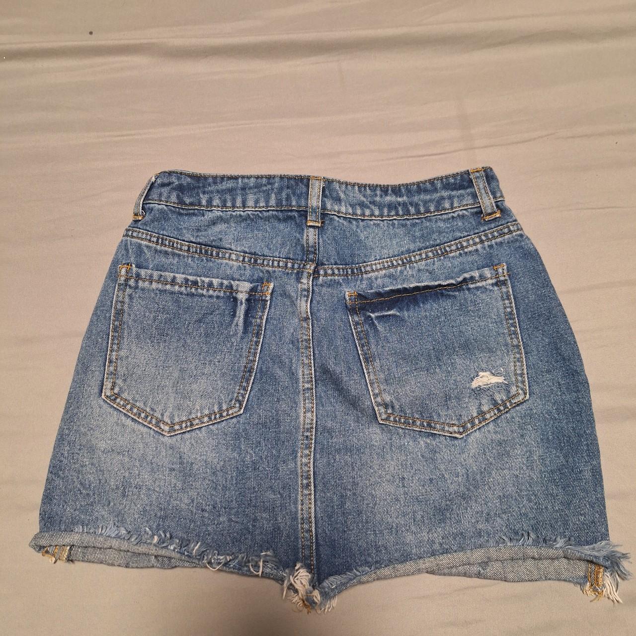 Forever 21 Small Ragged Jean Skirt! Lmk if you... - Depop