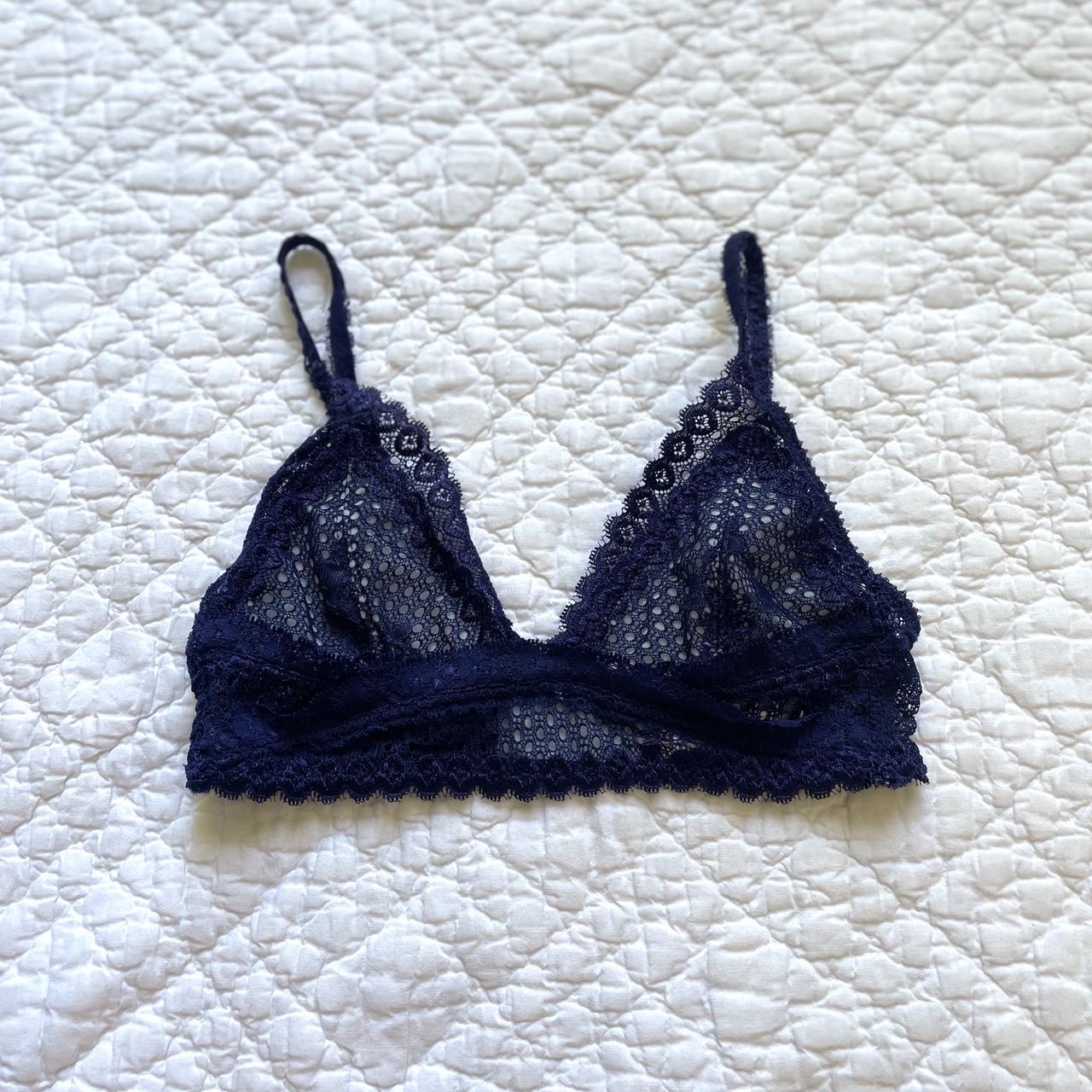 Navy Lace Bralette Super Flattering On I’m Great... - Depop