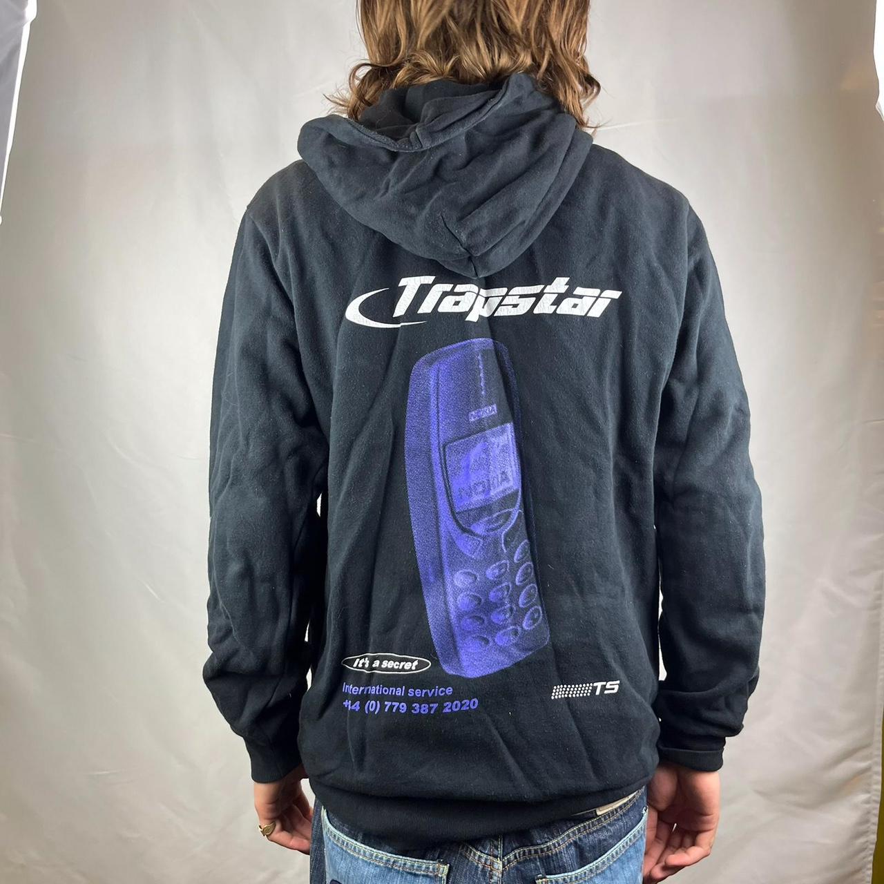 Trapstar Men's Black and Purple Hoodie Depop