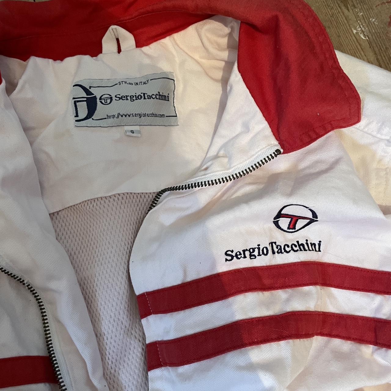 Sergio tacchini jacket / coat pink white and red:) - Depop