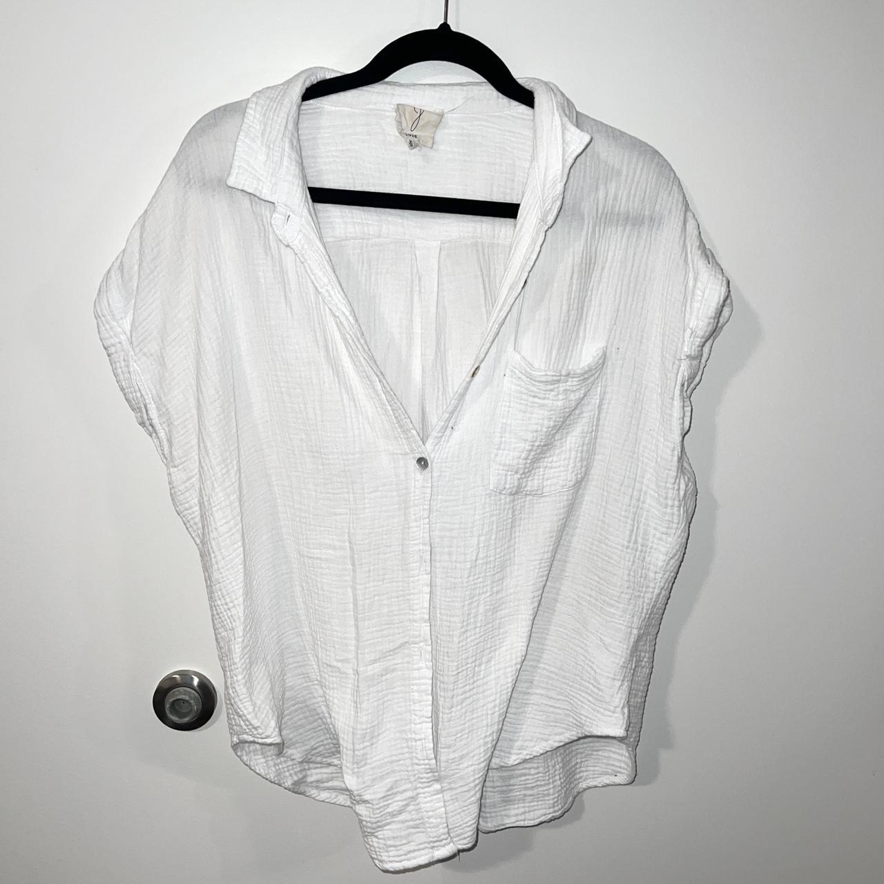 White button up linenstyle top Brand is Joie Size XL Depop