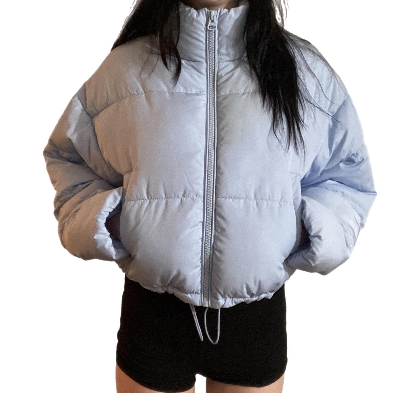 H&M light blue cropped puffer jacket! I Depop