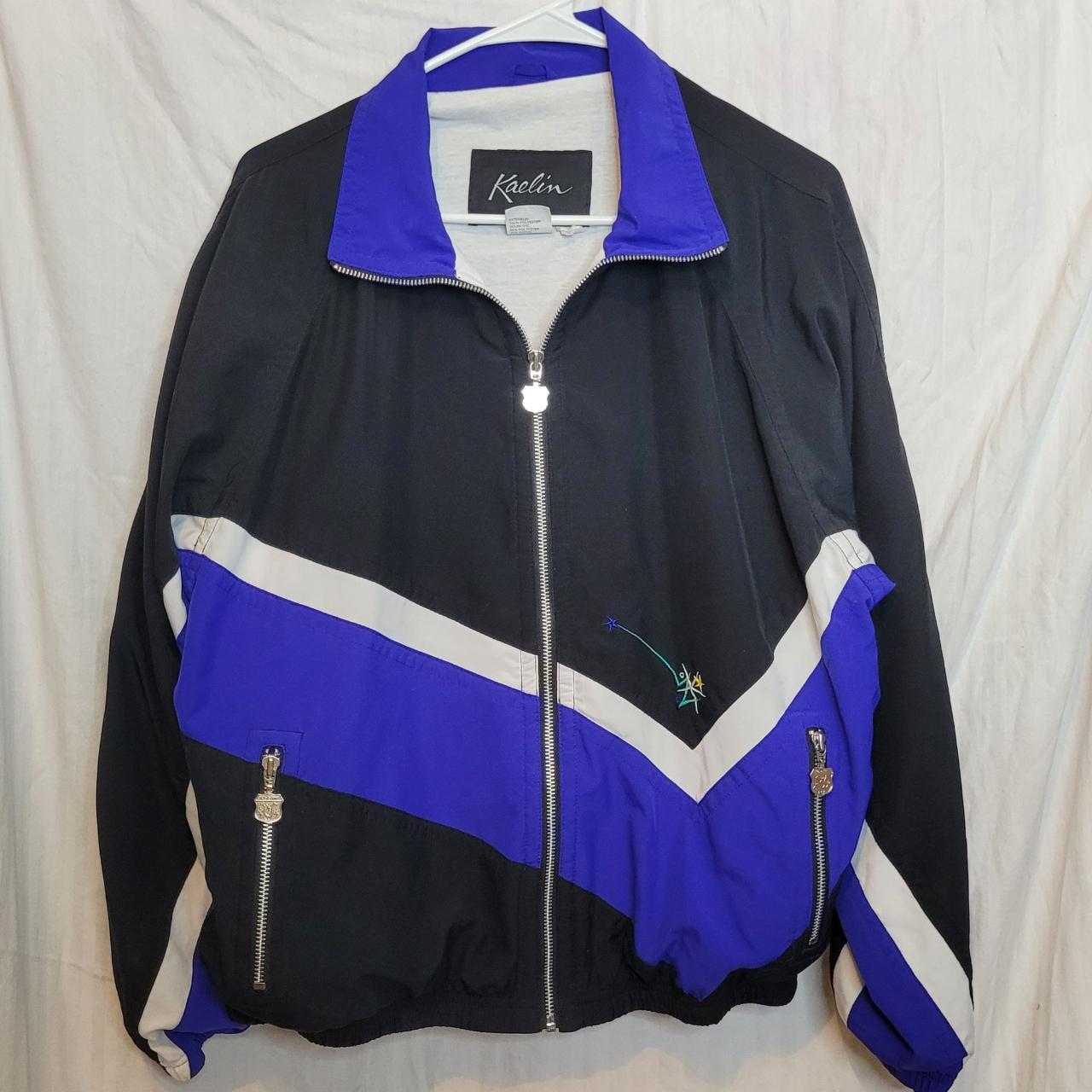 80s Vintage Black Blue Track Jacket, Reebok