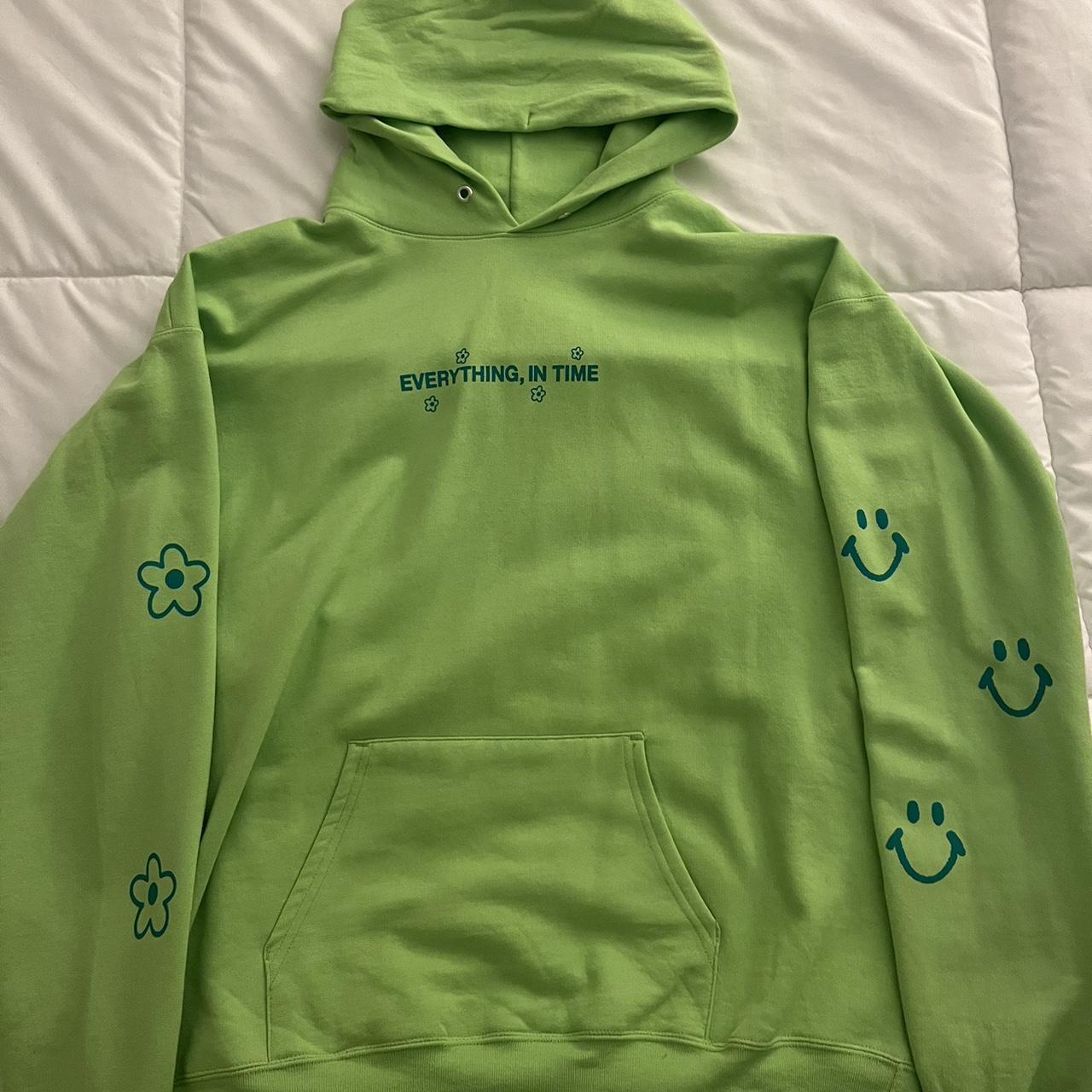 super cute green hoodie with quote on back SIZE L Depop