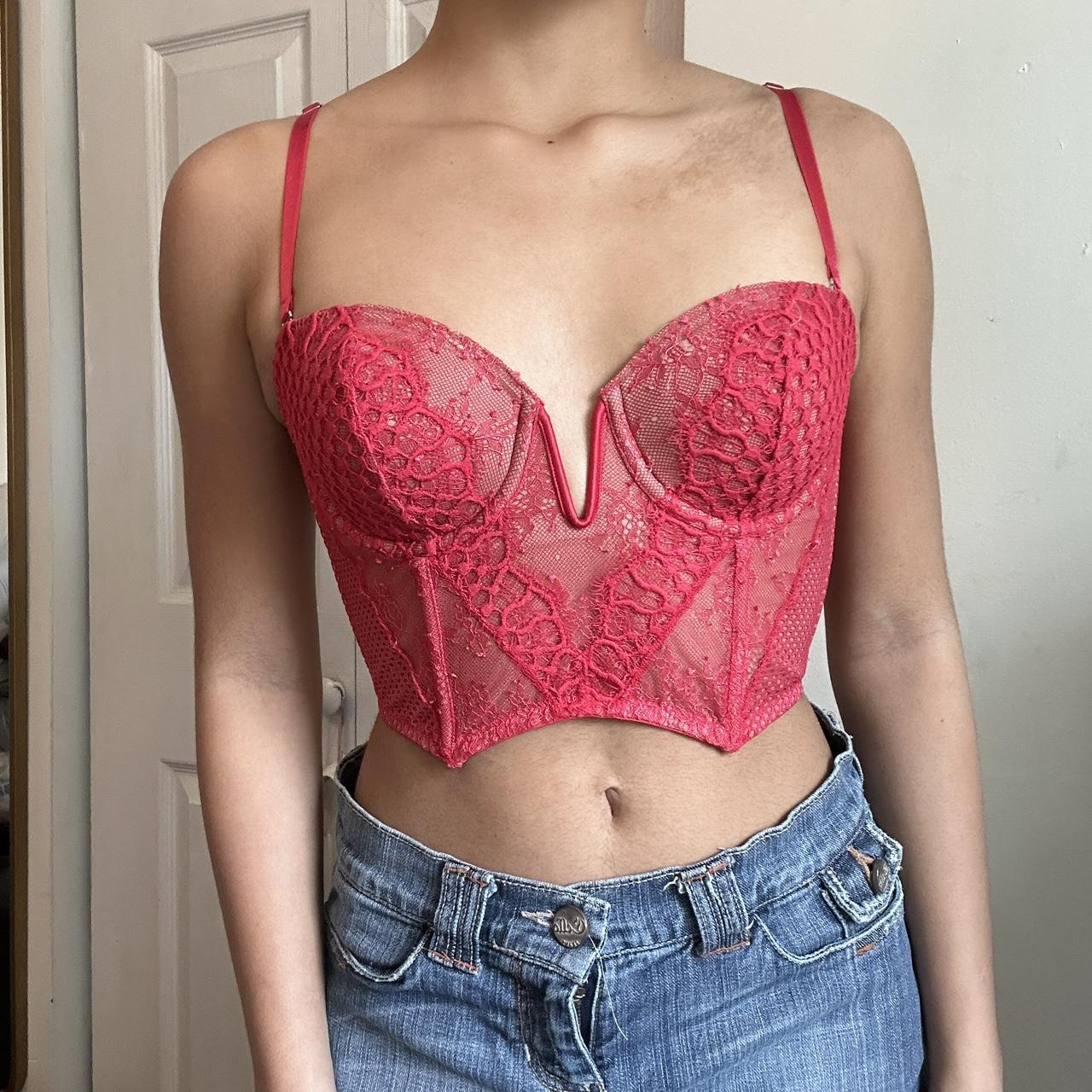 pink lace Victoria Secret corset/bustier top🎀 -size: - Depop