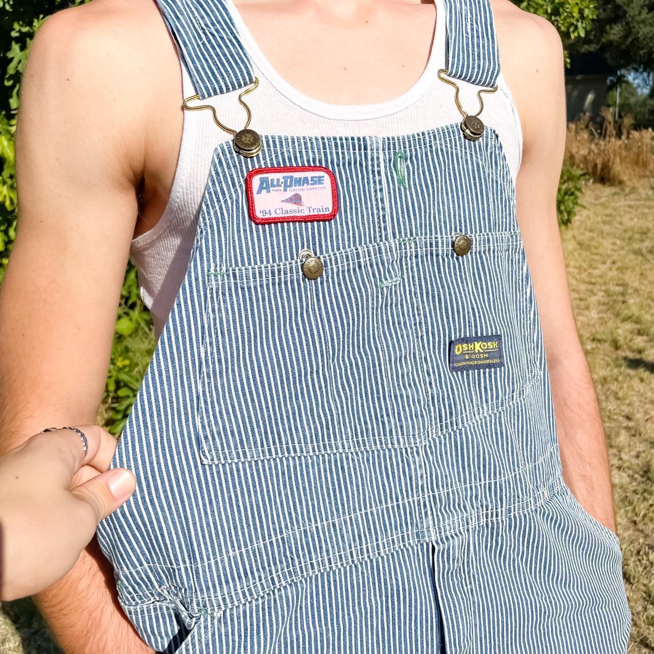 Vintage 90’s OshKosh Pinstripe Overalls Made in... Depop