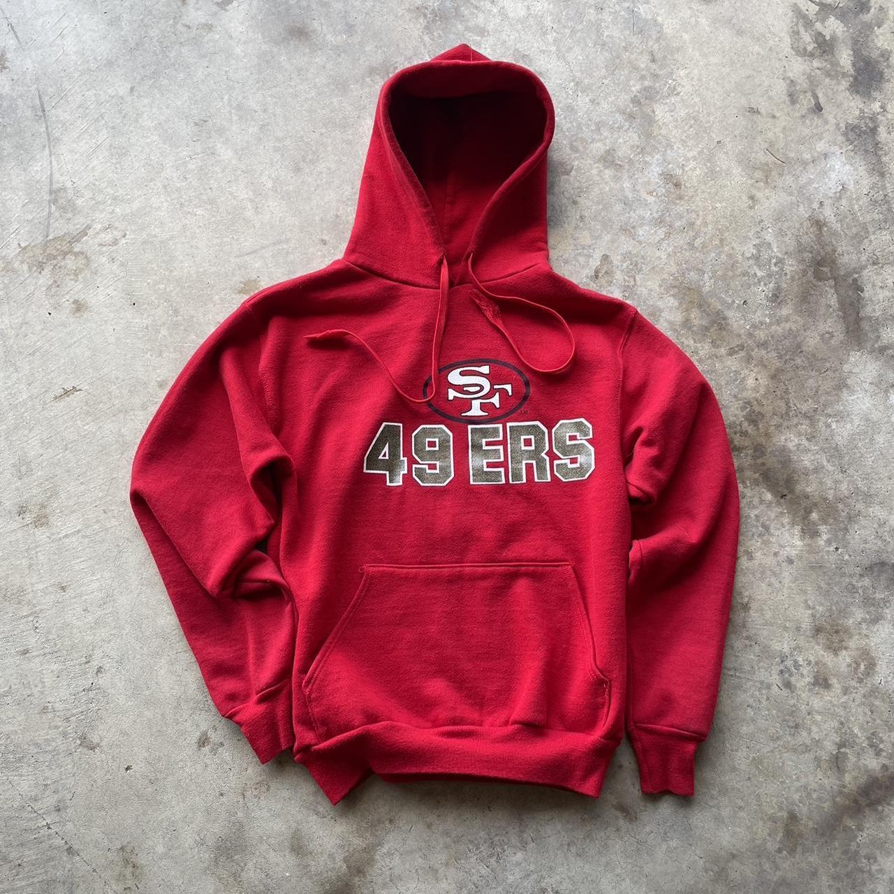 Zip up 49ers Fux fur Red Warm Hoodie NFL merch - Depop