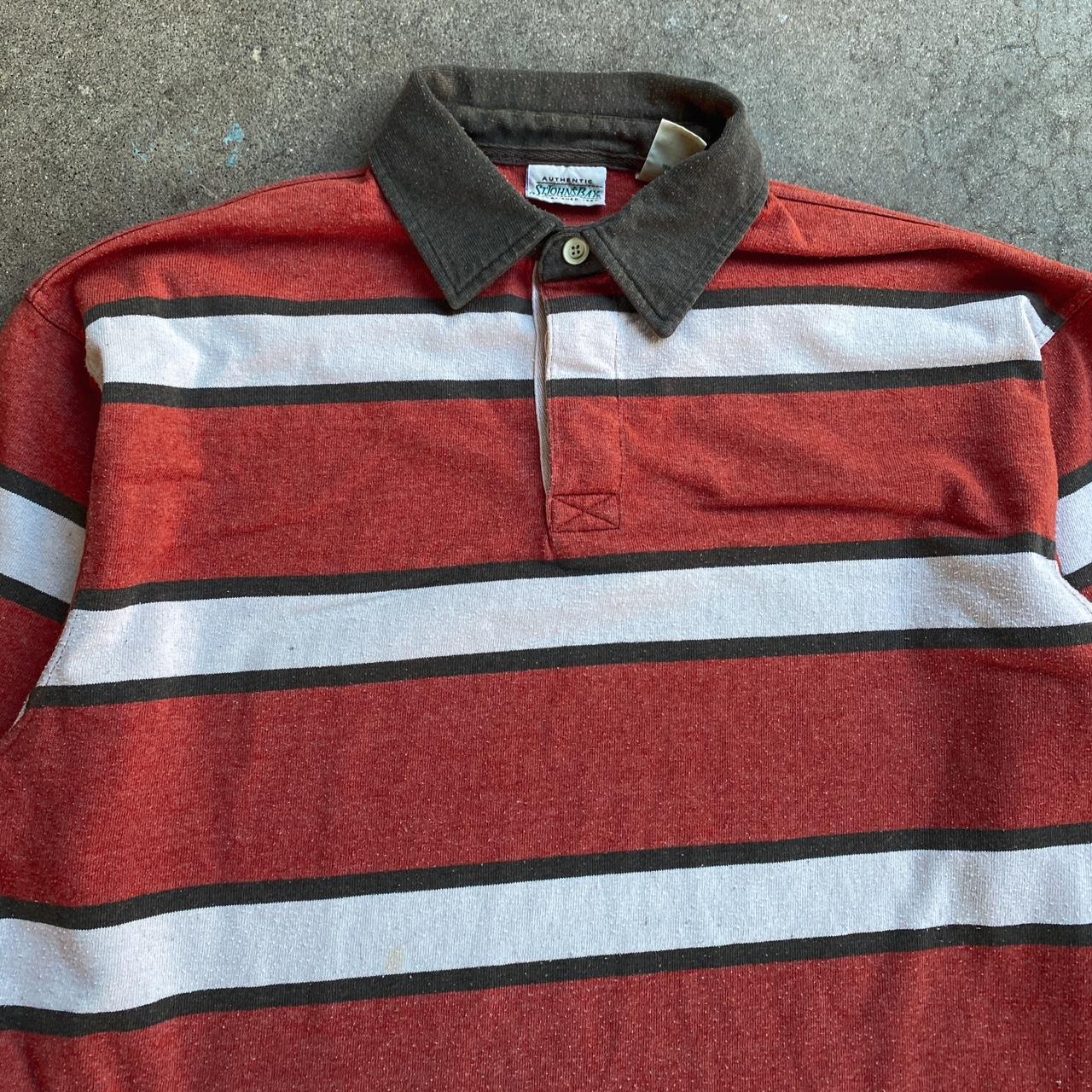 ☆Vintage 90’s St John’s Bay Striped Long Sleeve Polo... - Depop