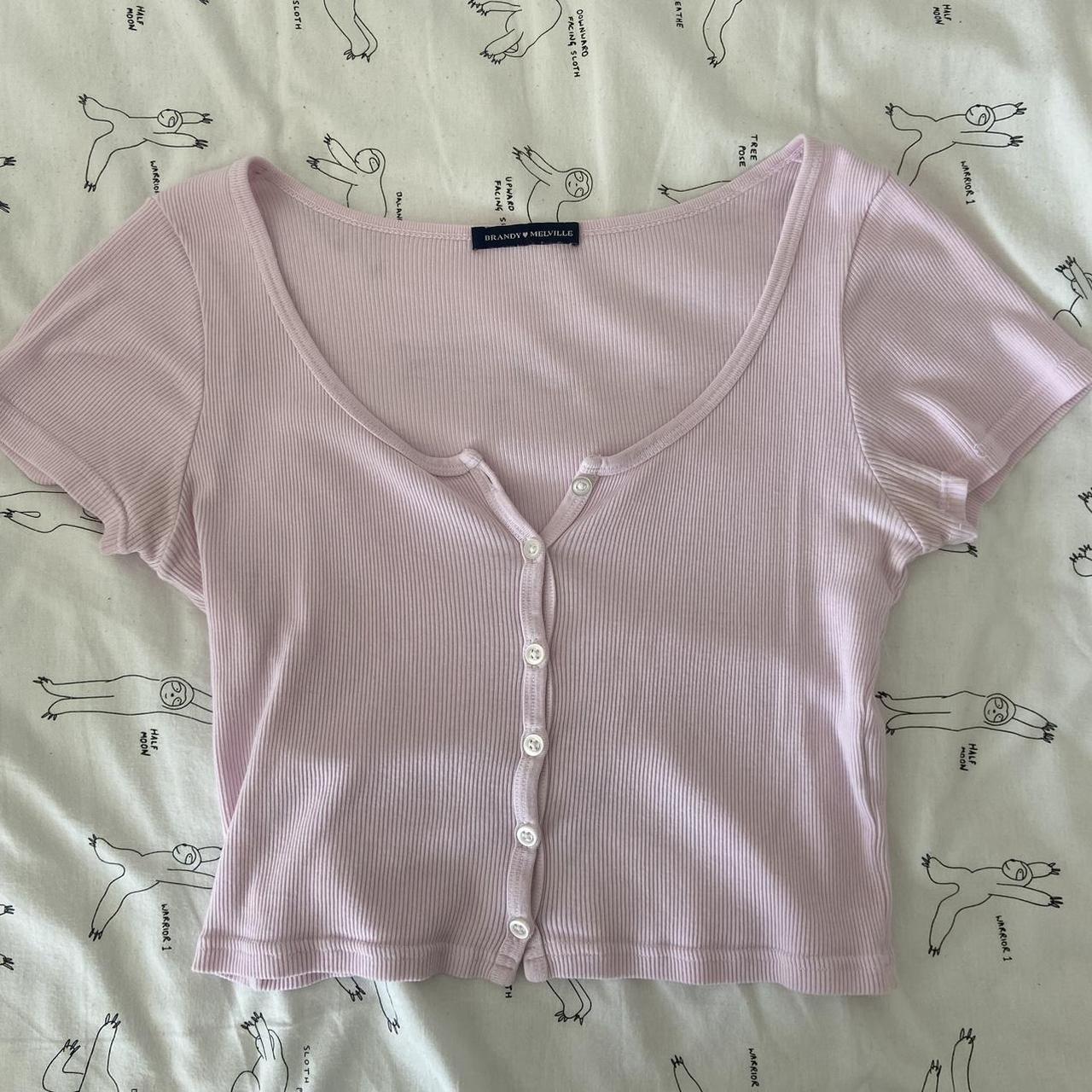 Brandy Melville button up pastel pink Zelly top 💗 Depop