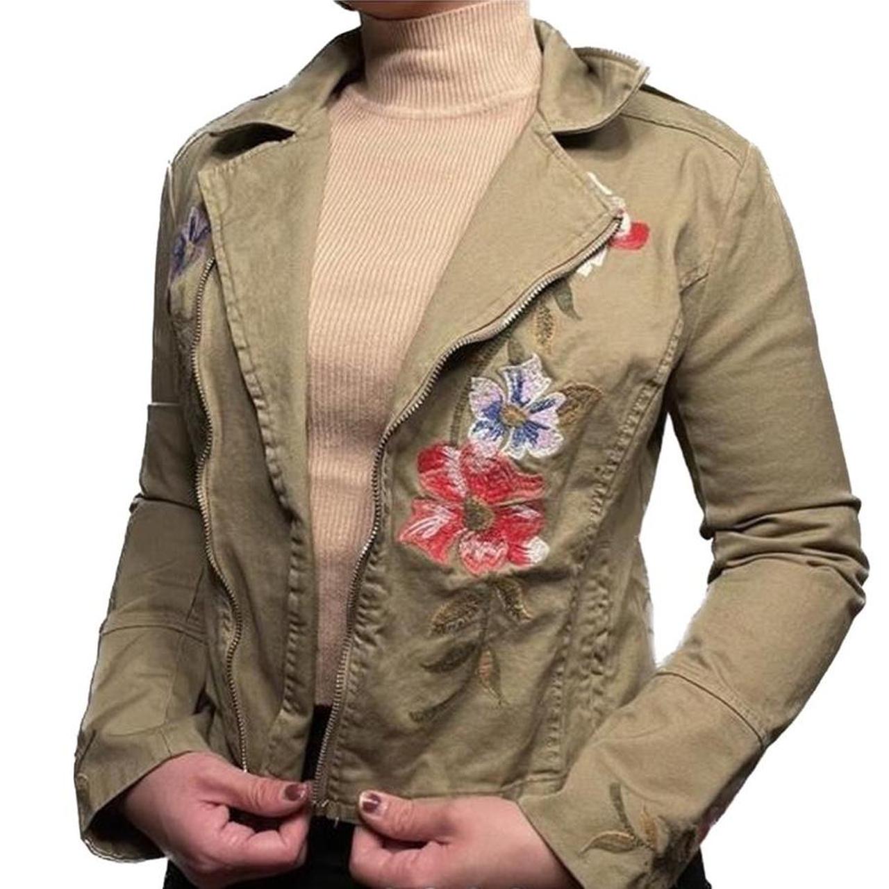 Embroidered khaki jacket outlet womens