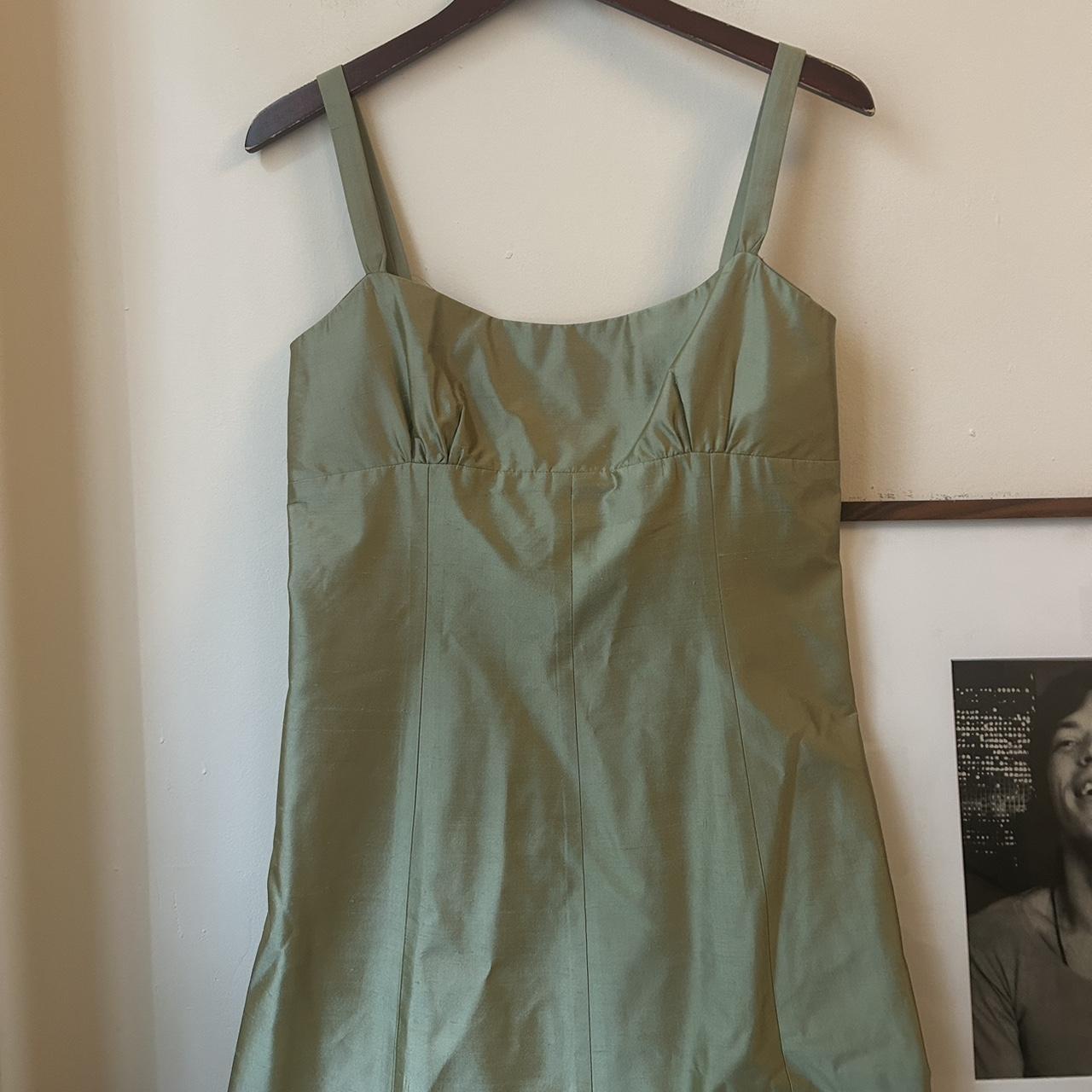 jenny yoo green silk dress so stunning the fit is a... - Depop