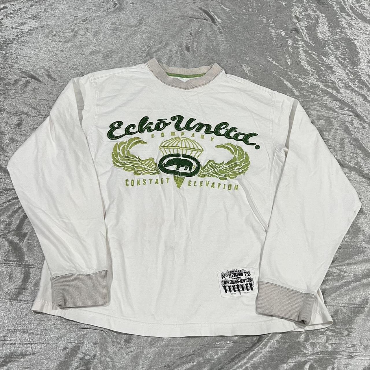 Ecko Unltd. Men's White and Green Hoodie | Depop