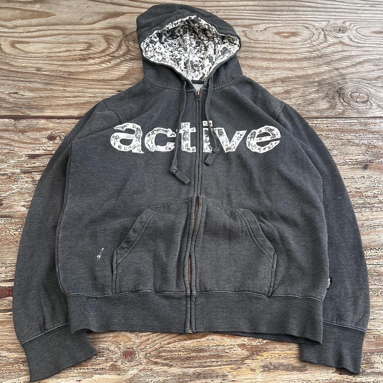 Cyber Grunge Y2K Active Skate Zip Up Hoodie Size... Depop