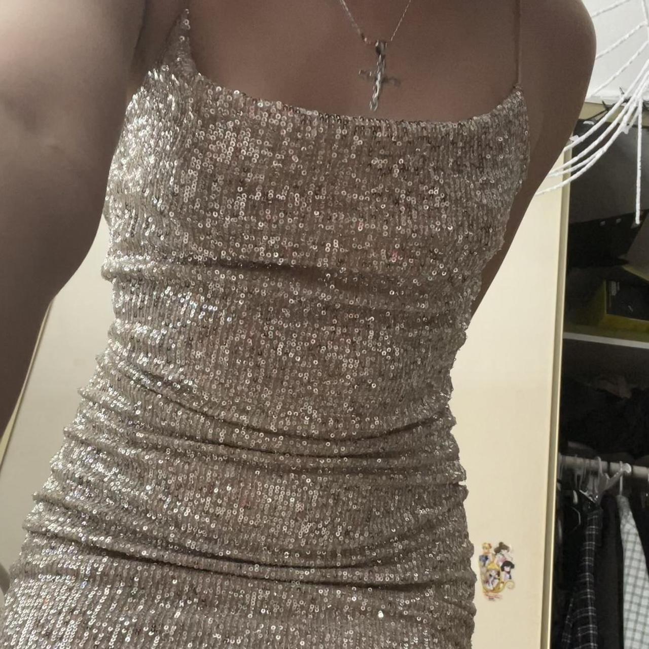 sequin silver mini dress - trying to free up space... - Depop