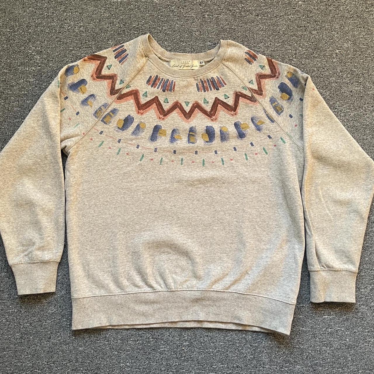 Grey H&M Label of Greater Goods sweater with custom... - Depop