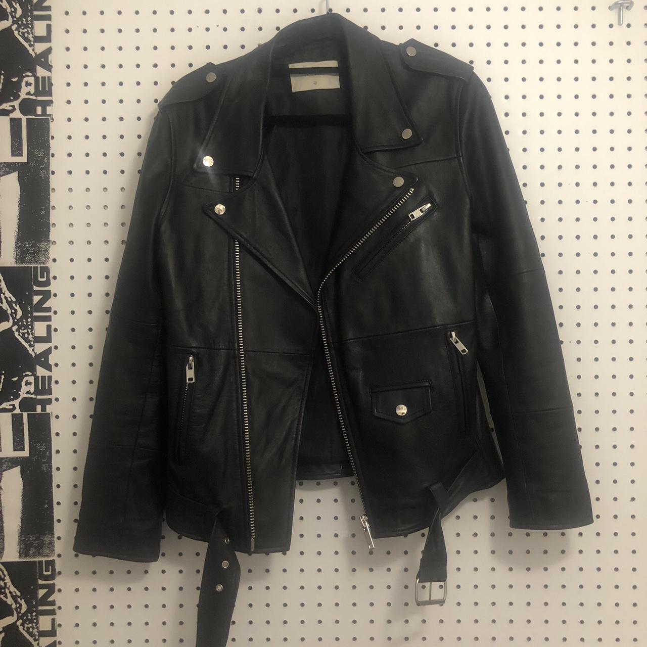 Unisex size 40 deadwood recycled leather jacket.... - Depop