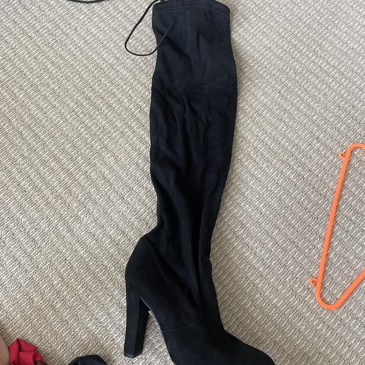 Knee high boots Tied at the strings shown in... Depop