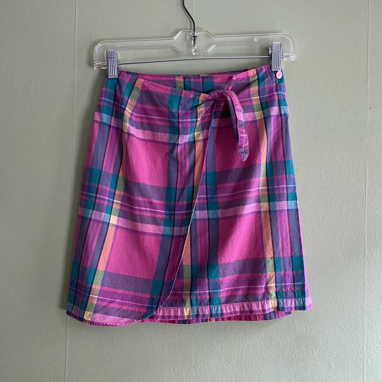 Vintage copper key plaid wrap skirt mini skirt with... Depop