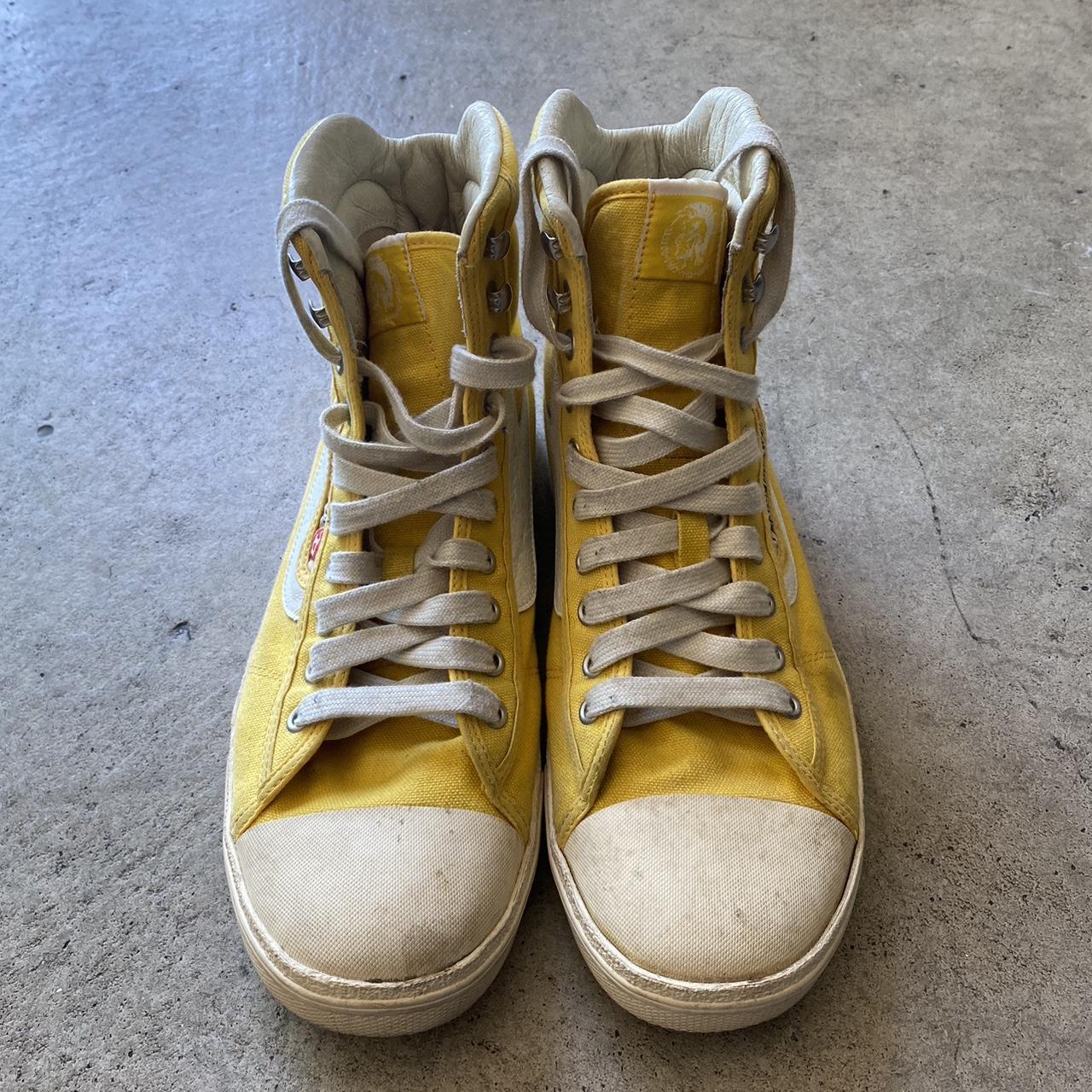 Diesel Men's Yellow and White Trainers | Depop