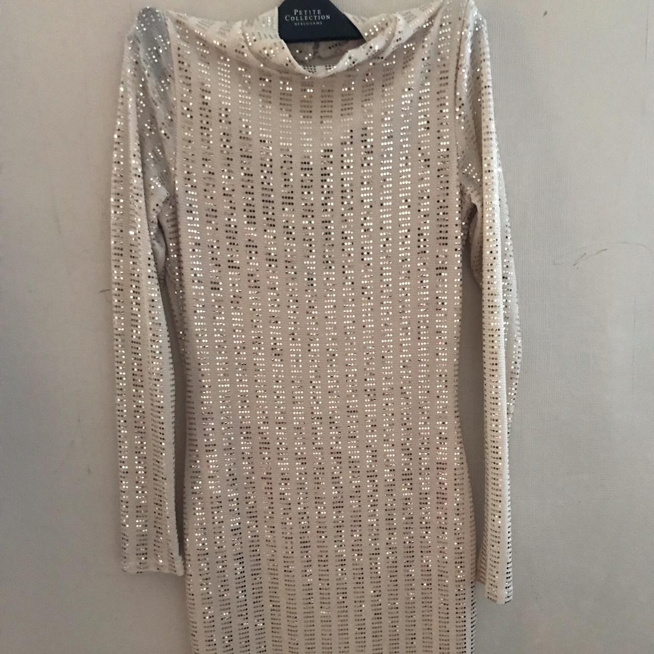 Cream, high neck, sequin mini dress from river island. - Depop