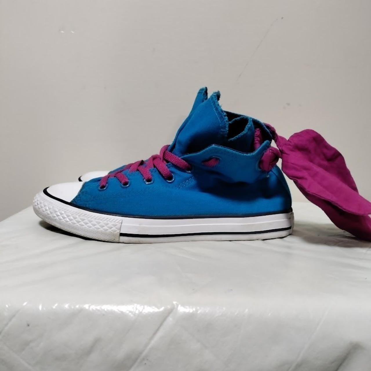 Converse Back Bow Hi Top Cyan Space Pink... - Depop