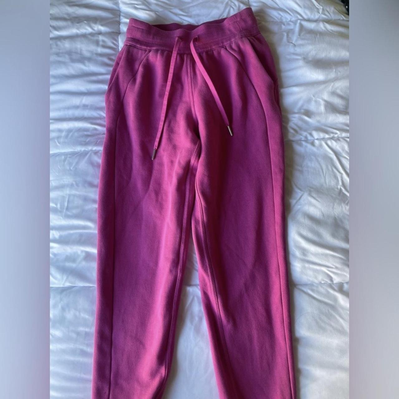 pink lululemon scuba joggers (sweatpants) size: - Depop