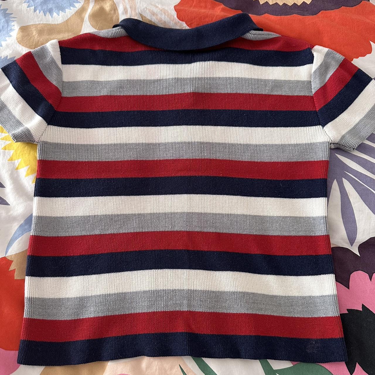 Y2K Limited Too Red White Grey Blue Ribbed Collared... - Depop