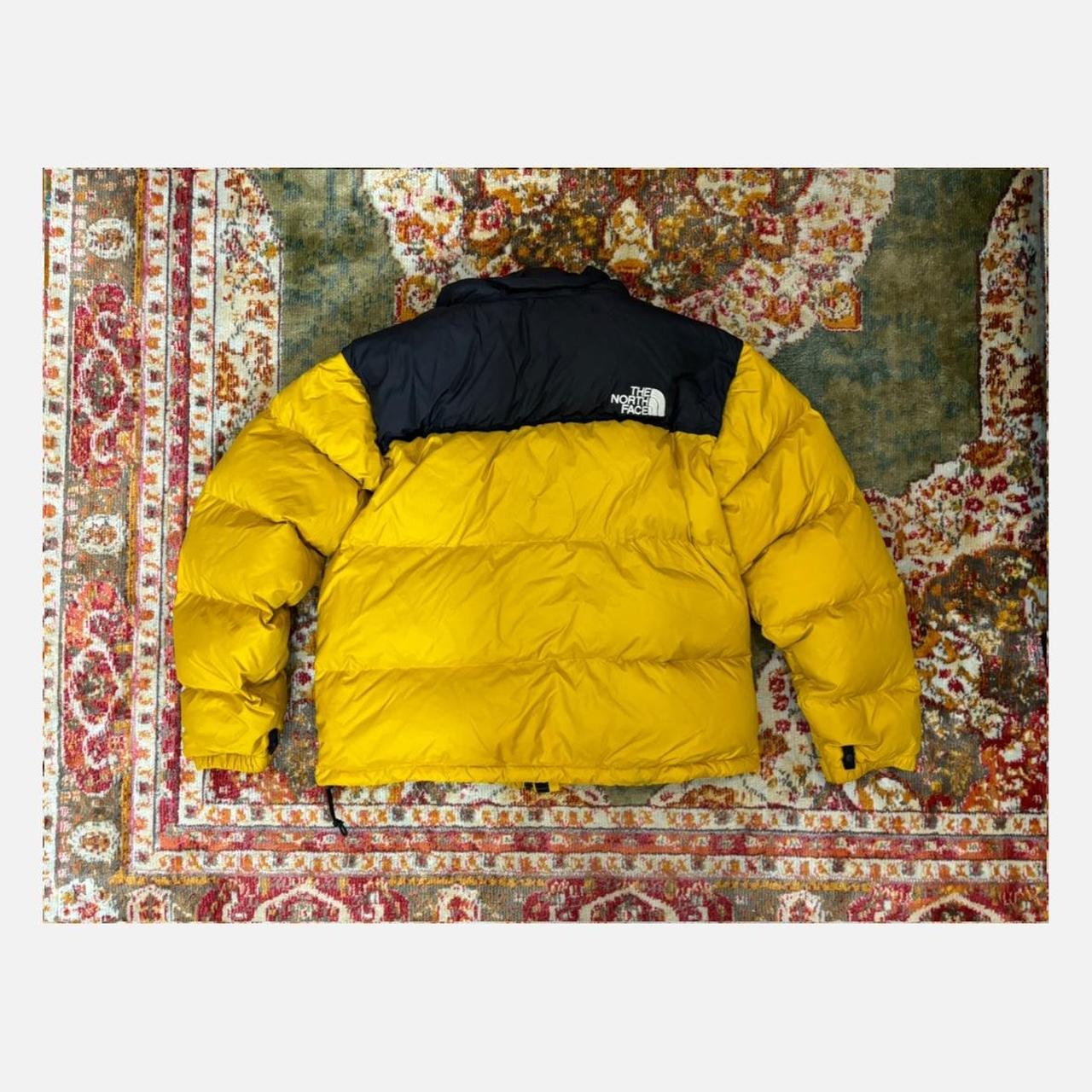 Yellow and Black North Face Puffer Jacket retro... - Depop