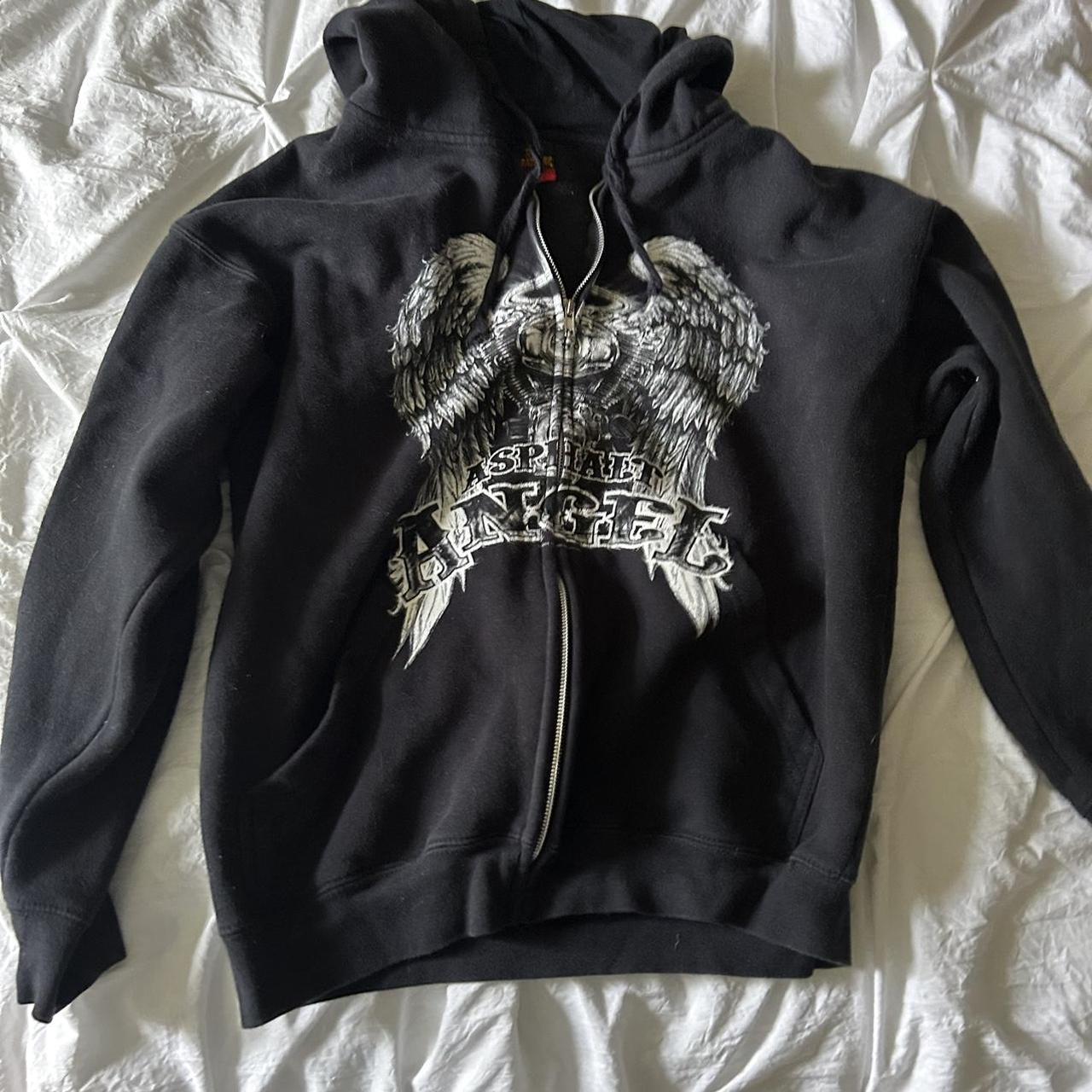 Women's Black and White Hoodie | Depop