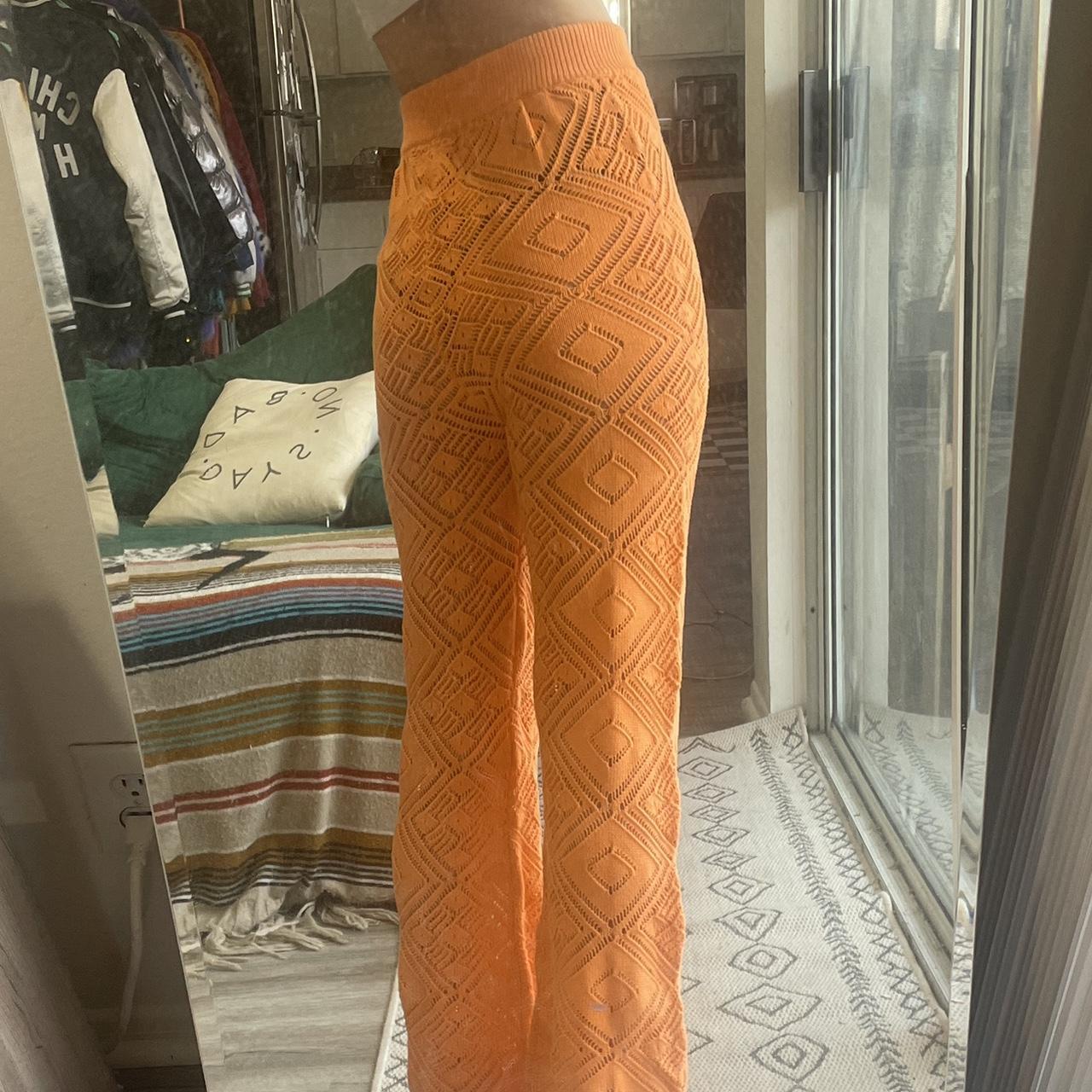 free people beach fauxet crochet knit pants... - Depop