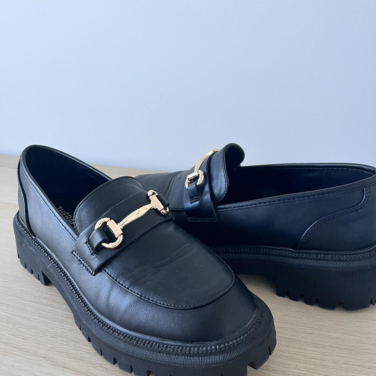 Therapy extra black chunky/platform loafers with... - Depop