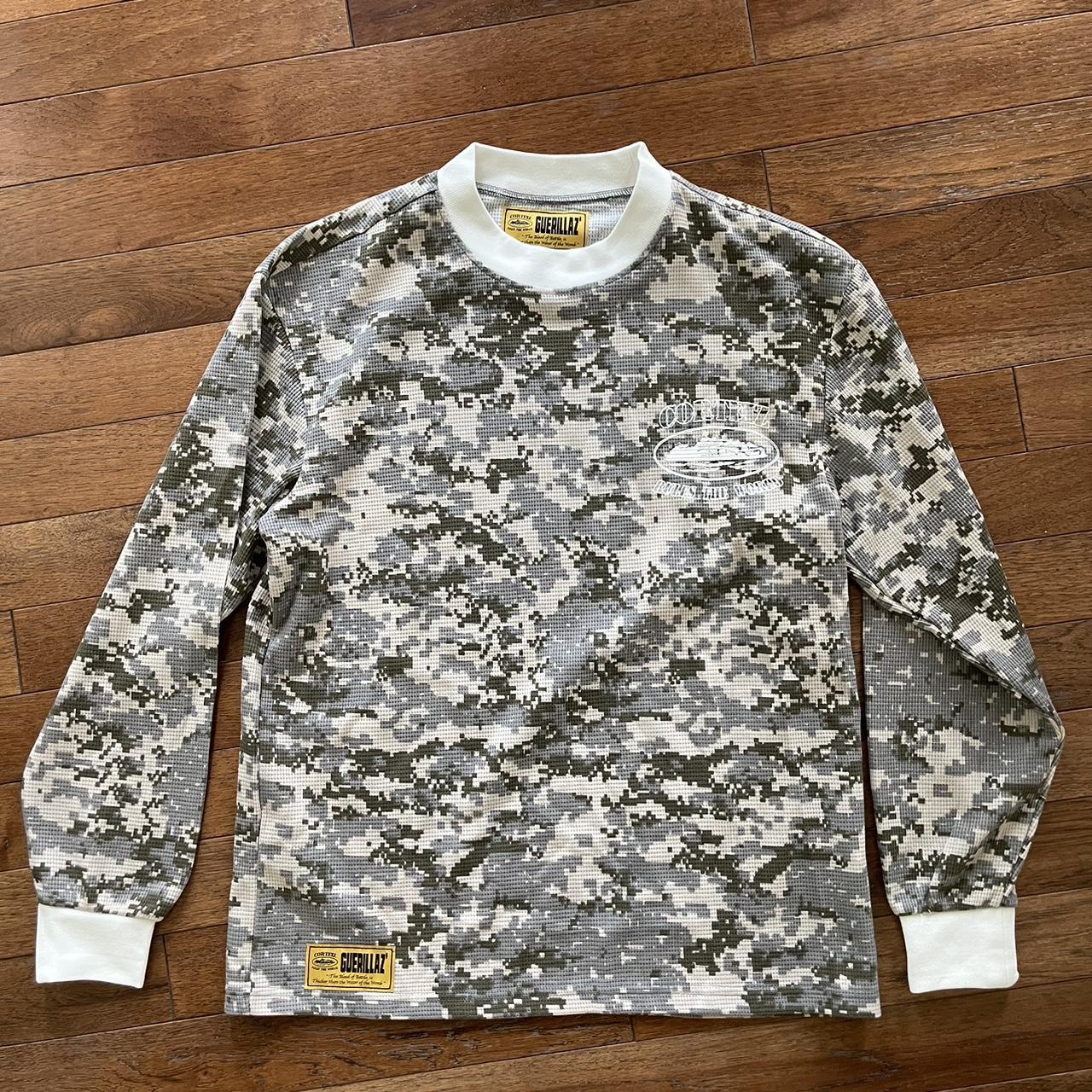 Corteiz Digitial Camo Thermal Long Sleeve Worn... - Depop