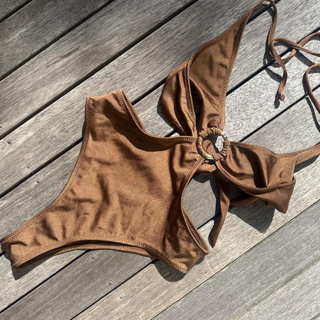 Sommer swim brown one piece swimsuit Brand new... - Depop