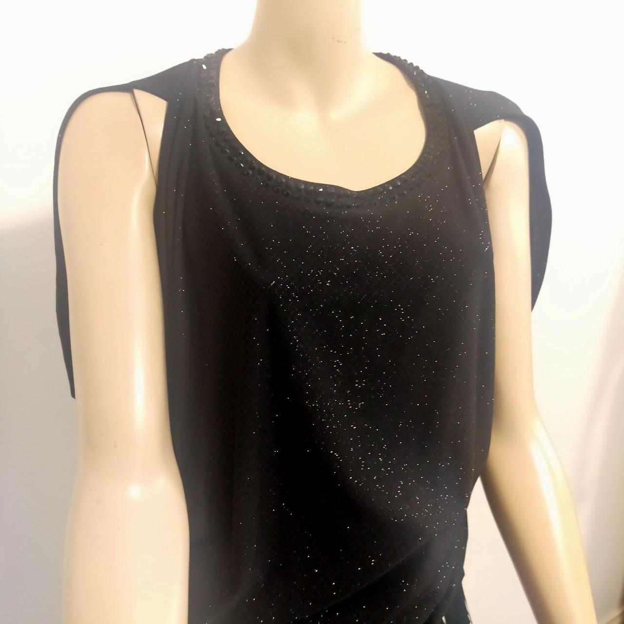 Black silver shiny sparkly top. Button back by... - Depop