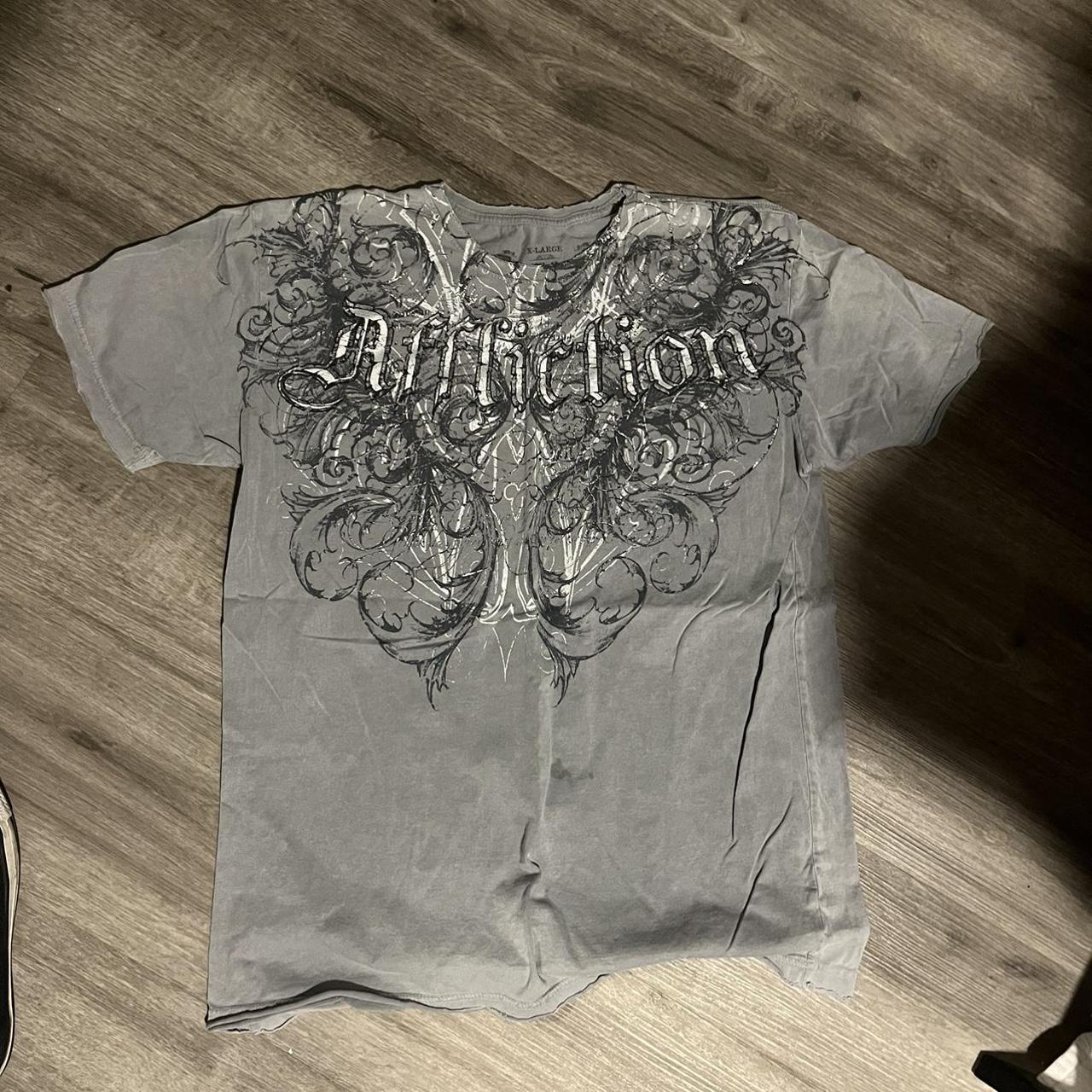 y2k super sick affliction shirt wings on back crazy... - Depop