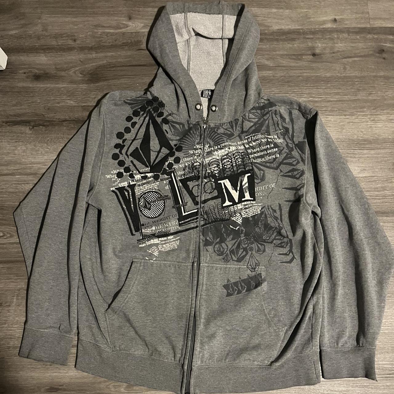 grunge y2k volcom jacket crazy details and... - Depop