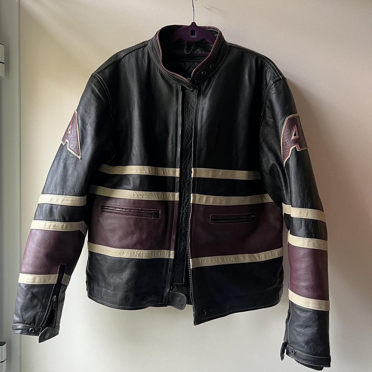 Vintage leather motorcycle jacket 🔥 SOO COOL goes... - Depop
